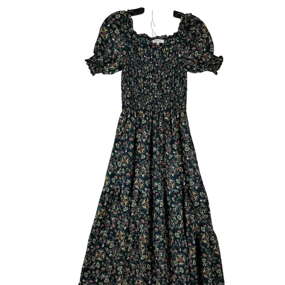 Max Studio Dresses & Skirts - Max Studio Green Floral Smocked Tiered Maxi Dress Puff Sleeve 1904D63 XS